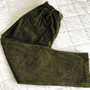 High-Waisted Olive Green J-Crew Corduroy Pants, Size 36R